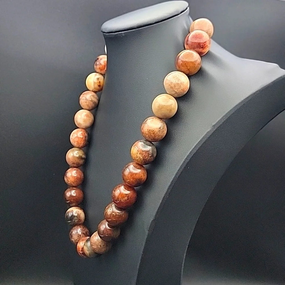 Huge 1328.00 Cts Agate Round Shape Beaded 18mm Gemstone Necklace Unisex NEW